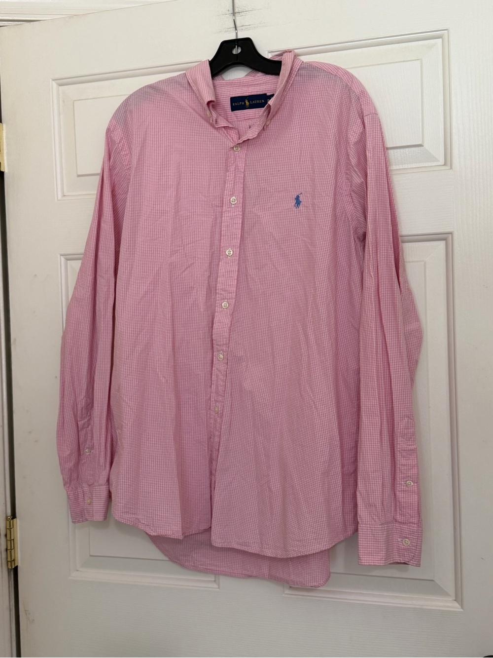 Polo Ralph Lauren Men’s Button Down Checkered Rose Pink Poplin Shirt Mens XL